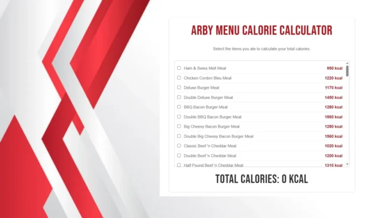 Arby menu calorie calculator